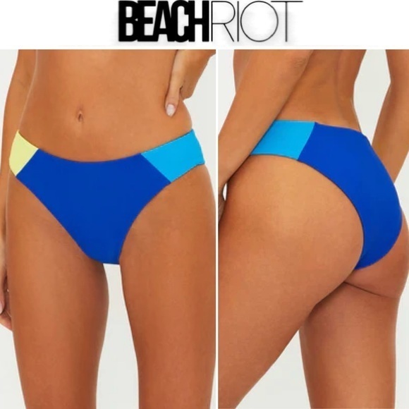 Beach Riot Women's Rivera Kimora Colorblock Bikini Bottom Sz S In Blue Yellow